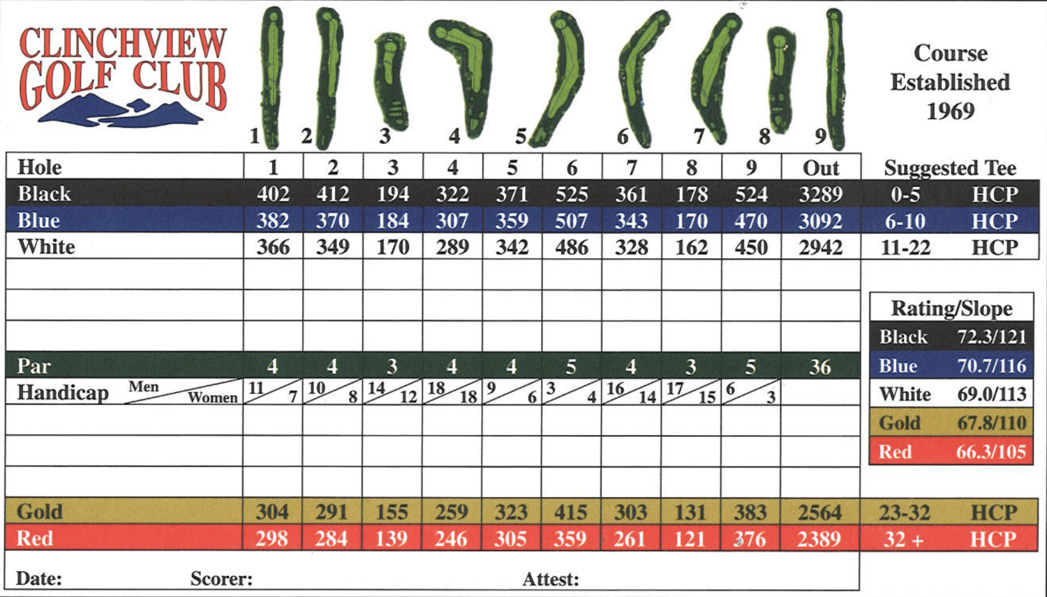 Scorecard - Clinchview Golf & Country Club